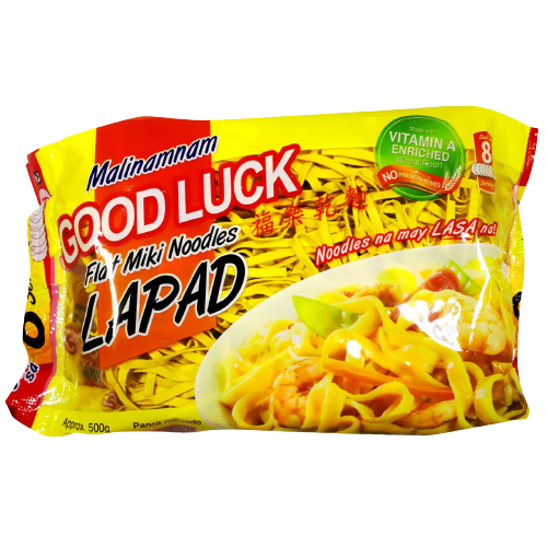(Case) GOOD LUCK FLAT MIKI NOODLES LAPAD 500G (Case) GOOD LUCK FLAT MIKI NOODLES LAPAD 500G