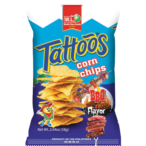 TATTOOS CORN CHIP BBQ 58G